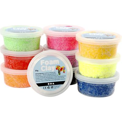 Creativ Company Foam klei - basiskleuren, 10x35gr