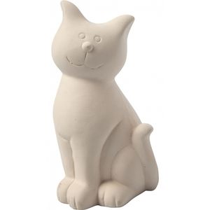 Hobby spaarpot kat wit zelf inkleurbaar 14 cm