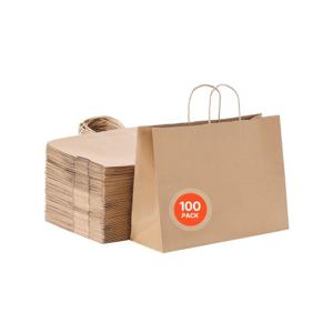 VEVOR Papieren Draagtassen met Handvatten 100 Stuks 406x152x308mm Bruin