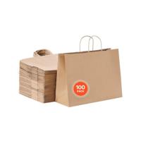 VEVOR Papieren Draagtassen met Handvatten 100 Stuks 406x152x308mm Bruin