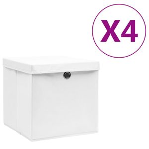 VidaXL Opbergboxen met deksel 4 st 28x28x28 cm wit