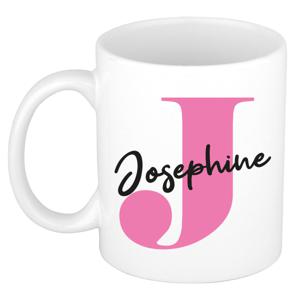 Naam mok Josephine - roze - wit - keramiek - 300 ml - verjaardag/cadeau beker