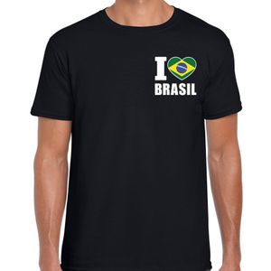 I love Brasil t-shirt Brazilie zwart op borst voor heren