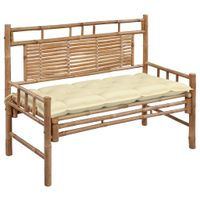 VidaXL Tuinbank met kussen 120 cm bamboe - thumbnail