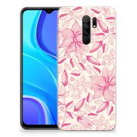 Xiaomi Redmi 9 TPU Case Pink Flowers - thumbnail