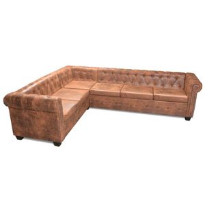 The Living Store Chesterfield Bank - 6-Zits - Bruin - 260 x 205 x 73 cm