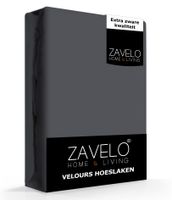 Zavelo Hoeslaken Velours Antraciet - Fluweel Zacht - 30 cm Hoekhoogte - Rondom Elastiek - Velvet -Lits-jumeaux (160/180x200/220 cm)