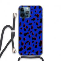 Blue Leopard: iPhone 13 Pro Max Transparant Hoesje met koord