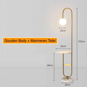 Nordic Luxe Vloerlamp met Marmeren Bijzettafel