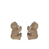 J-Line boekensteun Teddy - polyresin - lichtbruin - 2 stuks - thumbnail