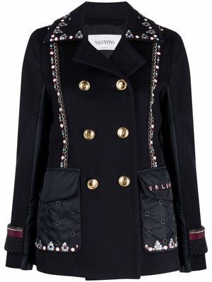 Valentino Garavani veste croisée à ornements - Bleu