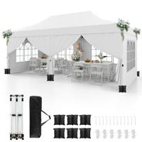 300 x 600 cm Partytent met 6 Afneembare Zijwanden Paviljoen met Draagtas & UPF 50+ Tuinpaviljoen voor Feest Bruiloft