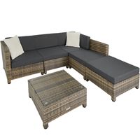 tectake - loungeset met aluminium frame-Wicker tuinset- incl. 2 overtreksets -natuur -403743