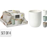 Excellent Houseware Beker aardewerk 300ml set a 4 stuks