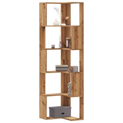 Boekenkast 5-laags hoek 50x50x179 cm hout artisanaal eikenkleur