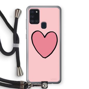 Hartje: Samsung Galaxy A21s Transparant Hoesje met koord