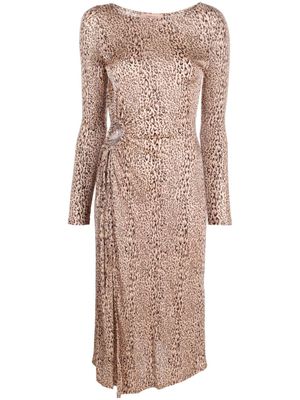 TWINSET robe froncée à imprimé léopard - Tons neutres