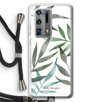 Tropical watercolor leaves: Huawei P40 Pro Plus Transparant Hoesje met koord