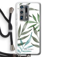 Tropical watercolor leaves: Huawei P40 Pro Plus Transparant Hoesje met koord