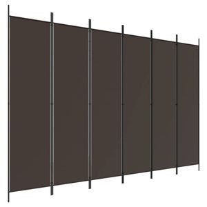 The Living Store Kamerscherm Bruin 6 Panelen - 300x200 cm - Inklapbaar - 100% polyester