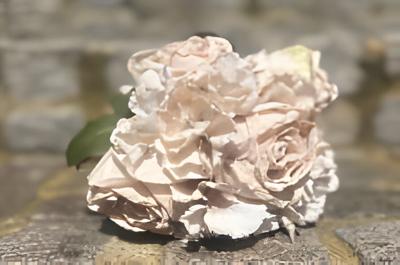 Boeket antiek witte rozen en hortensia's - Buitengewoon de boet
