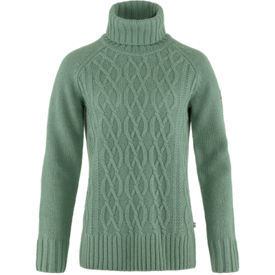 Fjallraven Övik Cable Knit Roller Neck Dames Trui Patina Green S