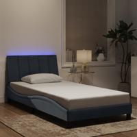 Bedframe met LED zonder matras "Hanko" fluweel donkergrijs 100x203 cm