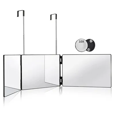 GlamFold 360 - Draagbare 3-Delige Make-up Spiegel met Verstelbare Haak