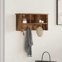 Wandgemonteerde kapstok met plank Gerookt eiken 50 x 16 x 26 cm
