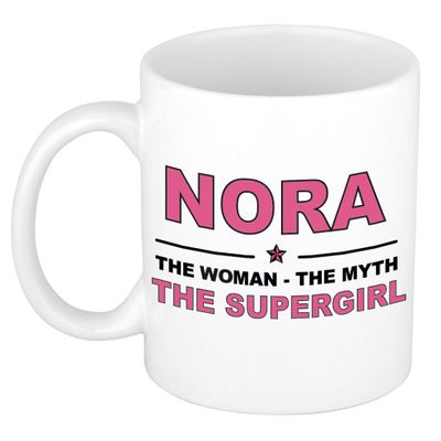 Nora The woman, The myth the supergirl cadeau koffie mok / thee beker 300 ml Nora The woman, The myth the supergirl cadeau koffie mok / thee beker 300 ml