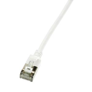 LogiLink CQ9061S RJ45 Netwerkkabel, patchkabel CAT 6A U/FTP 3.00 m Wit Extreem dun, Vlambestendig, Flexibel, Folie afscherming, Halogeenvrij, Snagless,