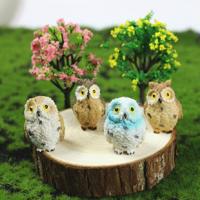4 STKS/set mini simulatie Owl tuinieren decoratieve dierlijke ornamenten