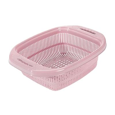 Hega Hogar keuken vergiet / zeef - 39 x 27 x 12 cm - kunststof - met rand - Roze