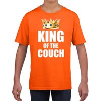 Koningsdag t-shirt king of the couch oranje voor kinderen