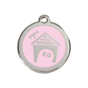 Dog House Pink roestvrijstalen hondenpenning medium/gemiddeld dia. 3 cm - RedDingo