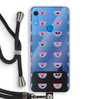 Smiley watermeloenprint: Huawei Y6s Transparant Hoesje met koord
