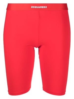 DSQUARED2 short cycliste à taille à logo - Rouge
