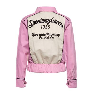 Queen Kerosin Gabardine Jacket Speedway Queens Old Pink And White-XXXL