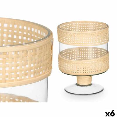 Kaarshouder GiftDecor SG-29685 Transparant Natuurlijk Glas Rotan 15 x 20 x 15 cm (6 Stuks)