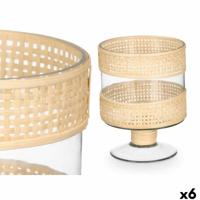 Kaarshouder GiftDecor SG-29685 Transparant Natuurlijk Glas Rotan 15 x 20 x 15 cm (6 Stuks)