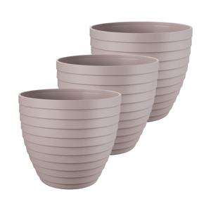 Bloempot/plantenpot Florenzia - 3x - taupe - kunststof - D18 x H16 cm - voor buiten/binnen