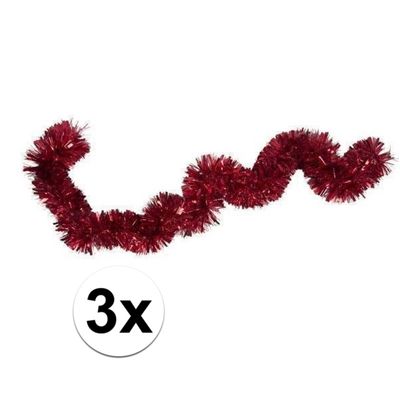3x Folieslinger / kerstslinger rood 15 cm x 2 m