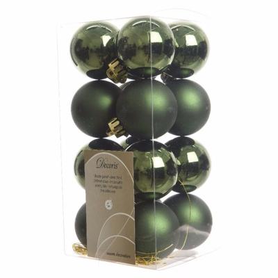 Decoris kleine kerstballen - 64x st - donkergroen - 4 cm - kunststof - onbreekbare kerstballen