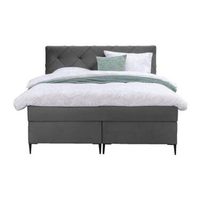 Boxspring Liv geruit - grijs - 120x200 cm - slanke poot - Leen Bakker