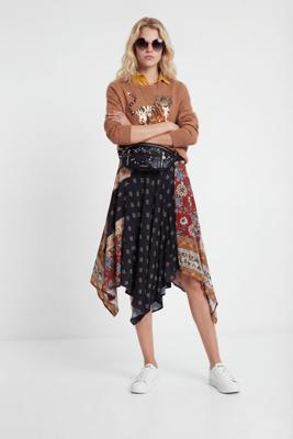 Wijd uitlopende asymmetrische rok - BLACK - S Wijd uitlopende asymmetrische rok - BLACK - S