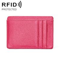 KB37 Antimagnetic RFID Litchi Texture Leather Card Holder Wallet Billfold for Men and Women (Rose Red)