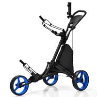 3 Wielen Golf Duwkar Snel Vouwen Golf Lopend Duwkar Golftas Houder Golftrolley voor Golfclubs Golftrolley