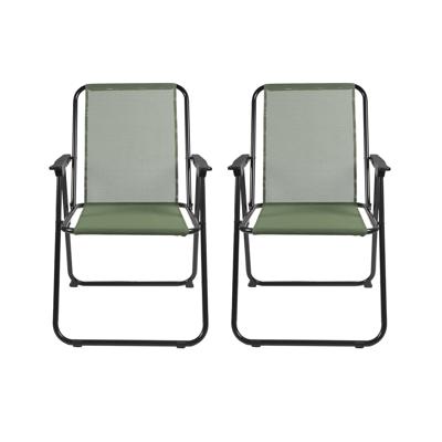 Home Deco Factory camping/strand stoel - 2x - aluminium - inklapbaar - groen - L51 x B60 x H70 cm