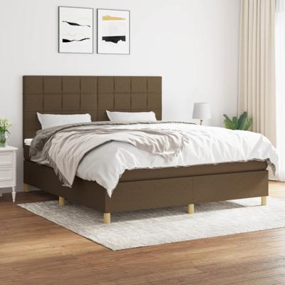 Boxspring met matras stof donkerbruin 180x200 cm