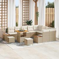 Tuin Sofa Set met kussen met opslag 12 pcs Beige Poly riet